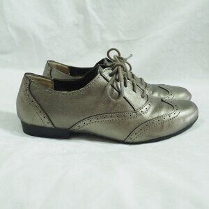 GH Bass & Co Oxfords 7, Metallic Leather Wingtip Oxford Shoes Womens Size 7